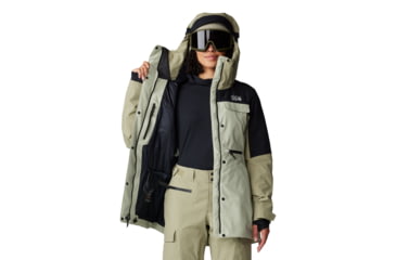 Image of Mountain Hardwear Powder Maven Parka - Womens, White Sage, Mantis Green, Black, Small, 2092921341-S