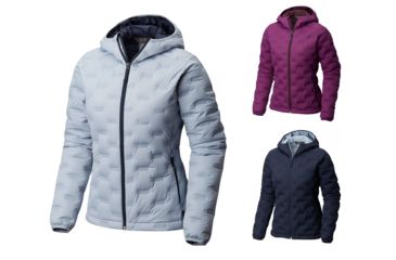 Image of Mountain Hardwear StretchDown DS Hooded Jacket - Women's, Arctic Blue, Cosmos Purple, Dark Zinc