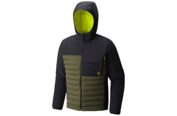 Image of Mountain Hardwear StretchDown HD Hooded Jacket - Men's, Surplus Green, Black, M 1732011347-M