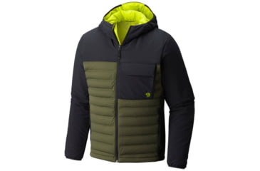 Image of Mountain Hardwear StretchDown HD Hooded Jacket - Men's, Surplus Green, Black, M 1732011347-M