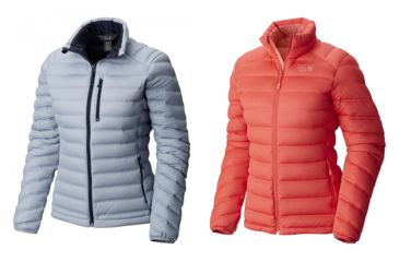 Image of Mountain Hardwear StretchDown Jacket - Women's, Arctic Circle Blue, Scarlet Red