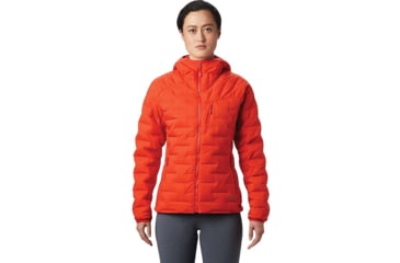 Image of Mountain Hardwear Super DS Stretchdown Hooded Jacket - Men's, Fiery Red, Extra Large, 1846431636-XL