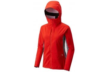 Image of Mountain Hardwear Touren Hooded Jacket - Women's, Fiery Red, Manta Grey, M 1765361636-M