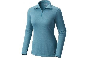 Image of Mountain Hardwear Wicked Printed Long Sleeve Zip T - Women's-Heather Sea Level-X-Small
