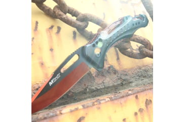 Image of Mtech Drop Point Spring Assisted Knife w/Bottle Opener, 3.5 in, 3Cr13 Stainless Steel Stainless Steel, Black/Brown, MT-A705G2-RD