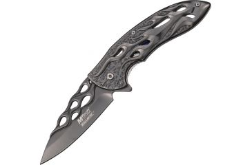 Image of MTech Flame Linerlock Folding Knife,3.25in,Gray 440 Stainless Blade ,Gray Alum Handle MTA822GY