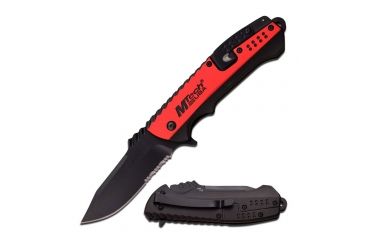Image of Mtech Folding Blade, 3.25in, Stainless Steel Blade, Black Base Red 2 Tone Anodized Aluminum Handle MT-A889RD