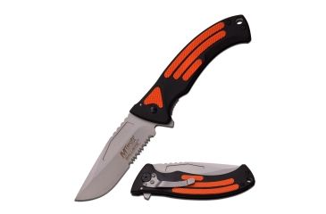 Image of Mtech Folding Blade, 3.25in, Stainless Steel Blade, Rubberized 2 Tone Black &amp; Orange Anodized Aluminum Handle, MT-A922BO