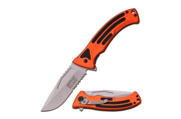 Image of Mtech Folding Blade, 3.25in, Stainless Steel Blade, Rubberized 2 Tone Black &amp; Orange Anodized Aluminum Handle, MT-A922OB