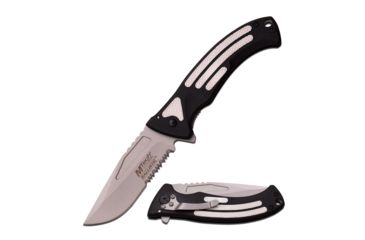 Image of Mtech Folding Blade, 3.25in, Stainless Steel Blade, Rubberized 2 Tone Black &amp; Silver Anodized Aluminum Handle, MT-A922BS