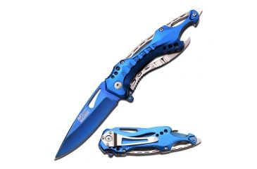 Image of Mtech Folding Blade, 3.55in, Stainless Steel Blade, Blue Aluminum Handle MT-A705SBL