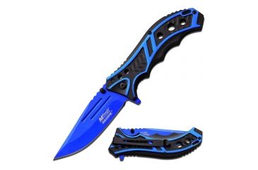 Image of Mtech Folding Blade, 3.5in, Stainless Steel Blade, Aluminum Two Color Blue And Black Anodized Handle MT-A907BL