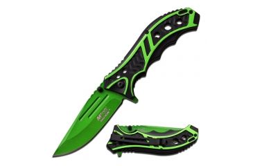 Image of Mtech Folding Blade, 3.5in, Stainless Steel Blade, Aluminum Two Color Green And Black Anodized Handle MT-A907GN