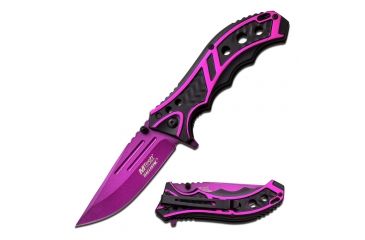 Image of Mtech Folding Blade, 3.5in, Stainless Steel Blade, Aluminum Two Color Purple And Black Anodized Handle MT-A907PE