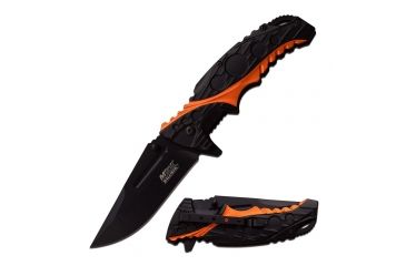 Image of Mtech Folding Blade, 3.5in, Stainless Steel Blade, Black/Orange Two-Tone Anodized Aluminum Handle MT-A957BO