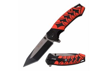Image of Mtech MT-A1036RD Spring Assisted Knife, 3.5in, 3CR13 Stainless Steel, Modified Tanto, Black/Steel Blade, Aluminum Handle, Red/Black, MT-A1036RD