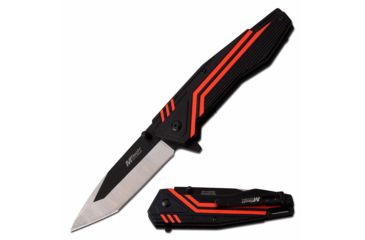 Image of Mtech MT-A1087RD Spring Assisted Knife, 3.25in, 3CR13 Stainless Steel, Modified Tanto, Steel/Black Blade, Aluminum Handle, Black/Red, MT-A1087RD