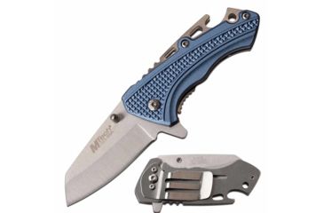 Image of Mtech MT-A1106BL Spring Assisted Knife, 2in, 3CR13 Stainless Steel, Sheepsfoot, Steel Blade, Aluminum Handle, Blue, MT-A1106BL
