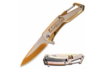 Image of Mtech MT-A1144GD Spring Assisted Knife, 2.75in, 3CR13 Stainless Steel, Spear Point, Golden/Steel Blade, Stainless Steel Handle, Gold/Steel, MT-A1144GD