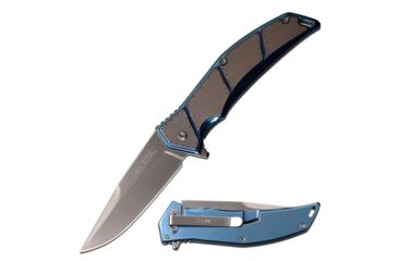 Image of Mtech Spring Assisted Folding Knive, 3.75in Blade, 3CR13 Steel Polished Blade Knive, Silver/Blue, MT-A1097BL
