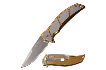Image of Mtech Spring Assisted Folding Knive, 3.75in Blade, Frame Lock, 3CR13 Steel Stonewached Knive, Silver/Gold, MT-A1097GD