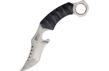 Image of MTech Tactical Fixed Blade Knife,4.75in,Satin Stonewash Karambit Blade,Deeply Textured Black G-10 Onlay Handle MTX8072S