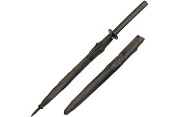 Image of Mtech Umbrella, 40in Overall, Black Synthetic Katana Shaped Handle, Black Nylon Canopy, Black Nylon Storage Sleeve, MT-UB001K