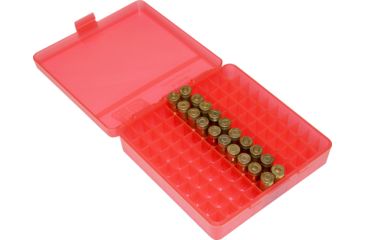 Image of MTM 100 Round 45ACP/10MM Pistol Ammo Box,Clear Red P1004529
