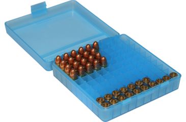 Image of MTM 100 Round 9MM-380 Blue Pistol Ammo Box,Clear Blue P100924