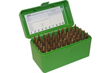 Image of MTM Case-Gard 50 Flip Top Rifle Ammo Box for Large Magnum Calibers Green