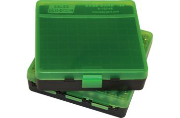 Image of MTM P-100 Fliptop Box .45 ACP/10mm/.40 S&amp;W/.41 AE Clear Green/Black