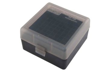 Image of MTM RS-100 Rifle Ammo Box .17 To .222 Magnum Clear Smoke/Black