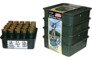 Image of MTM Shot Shell Tray 12 Gauge Stackable with Load Labels Set of Four 25 Rounds per Tray Black STH12
