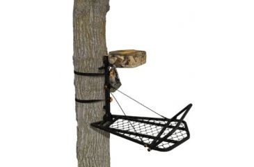 Image of Muddy Outfitter Fixed Position, includes 1-1in Silent Cam-Buckle Strap, 1-1in Ratchet Strap, Accessory Bag, Full Body Arrest Harness, Black/Camo MFP3205