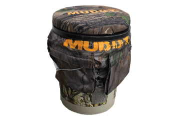 Image of Muddy Sportsmanfts Bucket, includes 5 Gallon Pail, Camo Pail Cover with Pockets and Carry Strap, Black/Camo GS1205