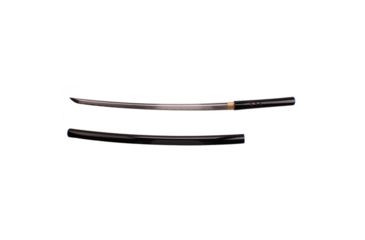 Image of Musashi 38in Carbon Steel Katana Blade With Bo-Hi, Lacquered Black Gloss Redwood Style Saya, SS079BK