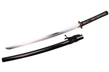 Image of Musashi Gold Collection Katana, 27in 1065 Carbon Steel And 65 Mn Steel Traditional Hand Forged Blade, Real Ray Skin Wrapped Grip And Silk Cord Wrapped Handle, Black, SS401-3
