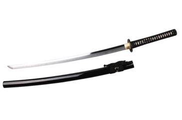 Image of Musashi Gold Collection Katana, 27in 1065 Carbon Steel And 65 Mn Steel Traditional Hand Forged Blade, Real Ray Skin Wrapped Grip And Silk Cord Wrapped Handle, Black, SS401-5