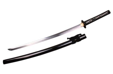 Image of Musashi Gold Collection Katana, 27in 1095 Carbon Steel And 65 Mn Steel Traditional Hand Forged Blade, Real Ray Skin Wrapped Grip And Silk Cord Wrapped Handle, Black, SS411-5