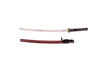 Image of Musashi Katana, 29in Hand Forged Carbon Steel Blade, Burnt Red Saya And Black Sword Bag, SS676BD