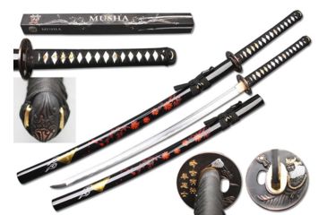 Image of Musashi Musha Handmade Samurai Swords, 40 1/2 1045 Carbon Steel Blade w/ Hand Painted Scabbard, SS061