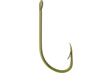 Image of Mustad Classic Beak Hook, Forged, Special Long Shank, Offset, Ringed Eye, Bronze, Size 4/0, 8 per Pack, 92671-BR-4/0-8