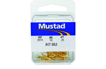 Image of Mustad Classic Treble Hook, Ringed Eye, 24Kt Gold, Size 10, 25 per Pack, 3551-GL-10-25