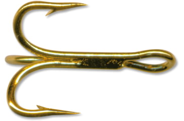 Image of Mustad Classic Treble Hook, Ringed Eye, 24kt Gold, Size 18, 5 per Pack, 3551-GL-18-5