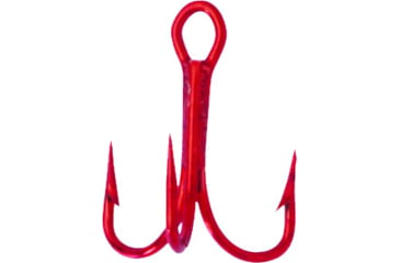 Image of Mustad Classic Treble Hook, Ringed Eye, Red, Size 14, 5 per Pack, 3551-RB-14-5