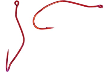 Image of Mustad Ultrapoint Slow Death Hook, Needle Point, Kinked/Curved Shank, Aberdeen, Ringed Eye, Red, Size 1, 10 per Pack, 33862NP-RB-1-10U