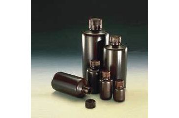 Image of Nalge Nunc Boston Round Bottles, Amber, High-Density Polyethylene, Narrow Mouth, NALGENE 2004-9025