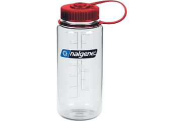 Image of Nalgene Wide Mouth On The Fly Sustain Water Bottle, 16 oz, Clear with Red Cap, 16oz, 682021-0335