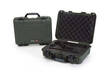 Image of Nanuk 910 2Up Classic Hard Gun Case, 14.3in, Olive, Medium, 910S-080OL-0K0-18008