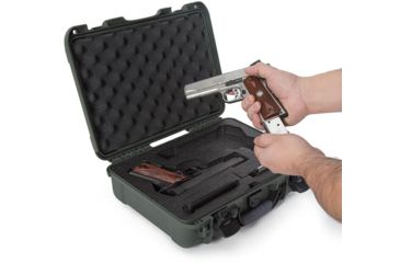 Image of Nanuk 910 2Up Classic Hard Gun Case, 14.3in, Olive, Medium, 910S-080OL-0K0-18008